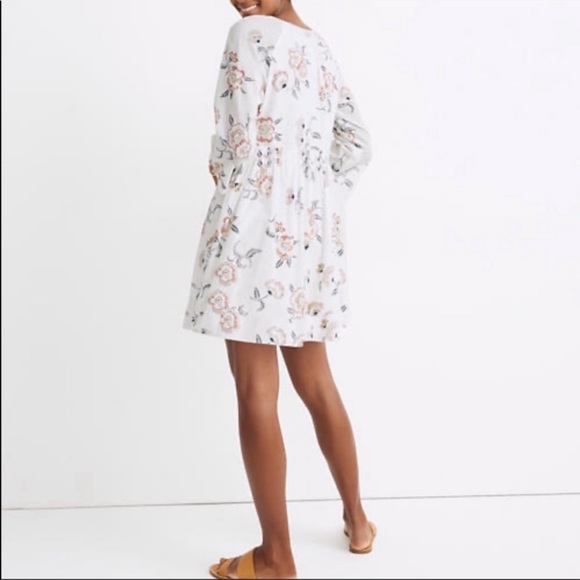 Madewell x Warm Tie-Neck Mini Dress in Honolulu Hibiscus New Size M - Picture 4 of 9